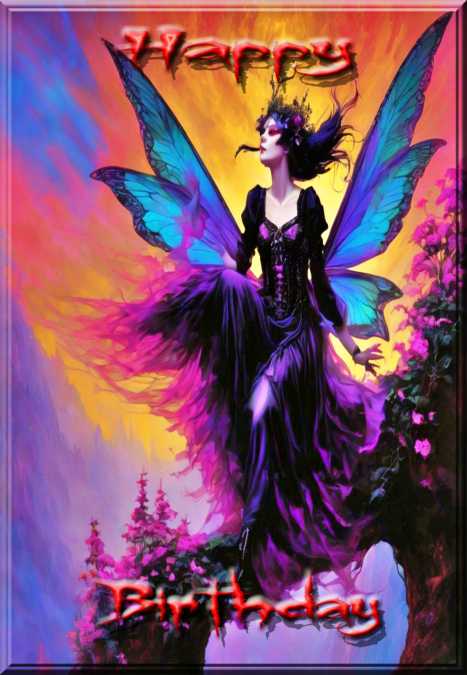 Goth Fairy Birthday Card